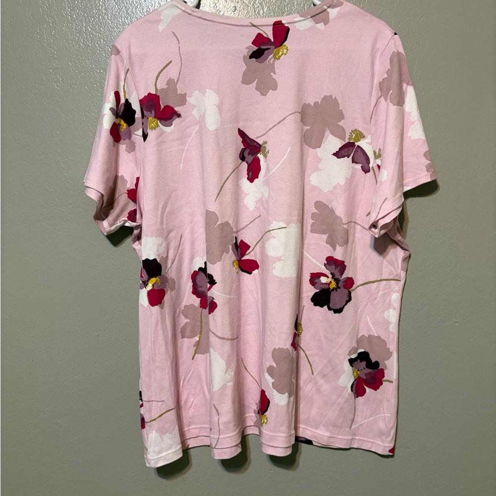 Women’s Croft & Barrow Pink Floral Short-Sleeve Tee Size 2X - Picture 6 of 6